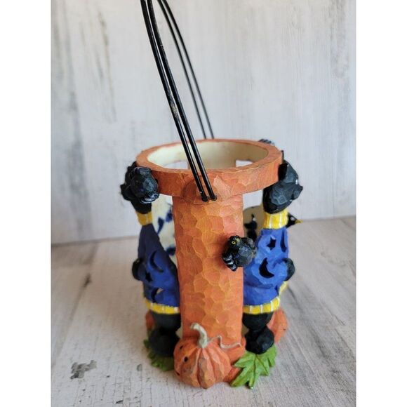 Unique ceramic rustic hat tea light holder Lantern spider pumpkin Halloween home - Picture 6 of 11